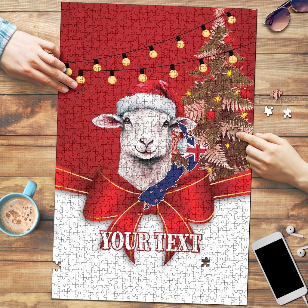 Personalized New Zealand Sheep Christmas Puzzle Hipi Meri Kirihimete Silver Fern Xmas Tree - Aussie Hoodie