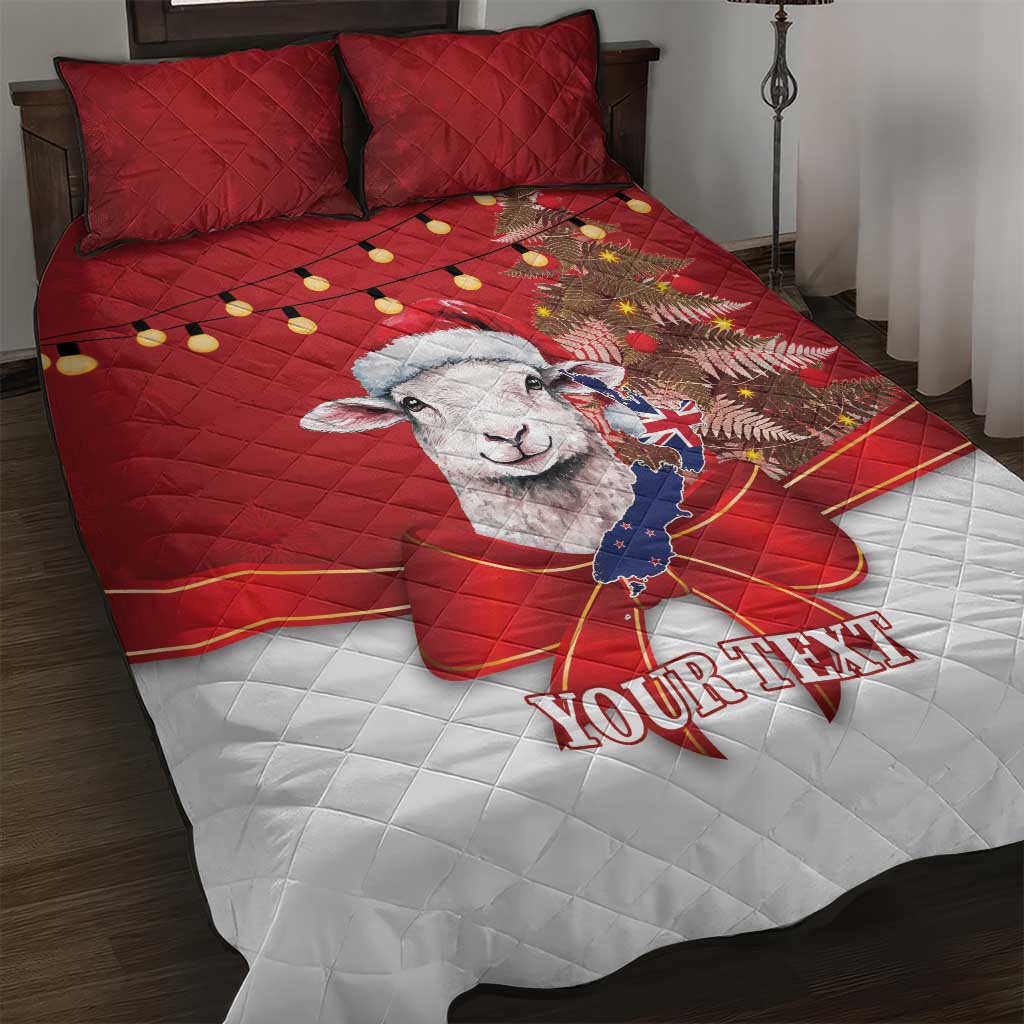Personalized New Zealand Sheep Christmas Quilt Bed Set Hipi Meri Kirihimete Silver Fern Xmas Tree - Aussie Hoodie