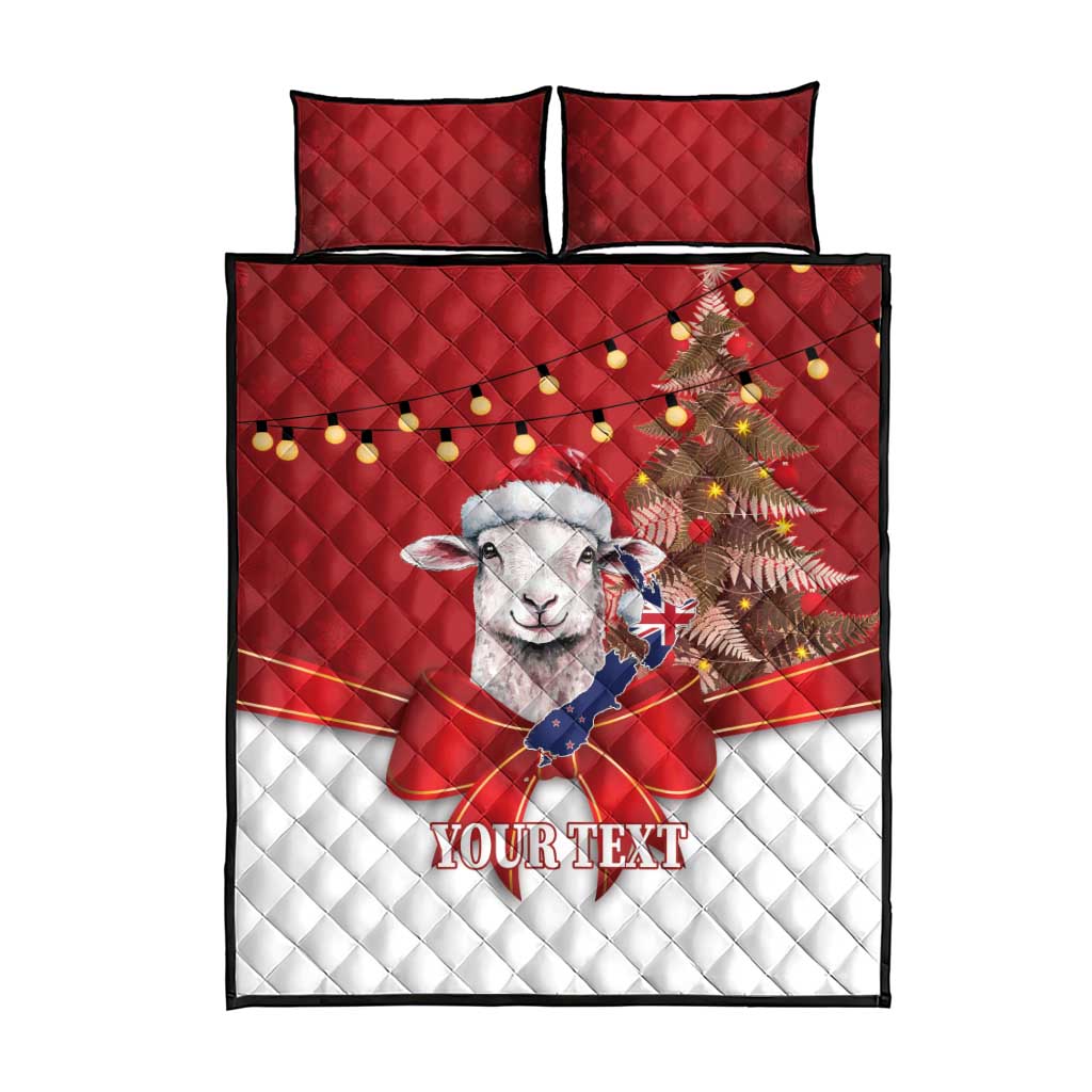 Personalized New Zealand Sheep Christmas Quilt Bed Set Hipi Meri Kirihimete Silver Fern Xmas Tree - Aussie Hoodie