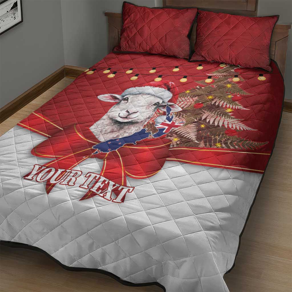 Personalized New Zealand Sheep Christmas Quilt Bed Set Hipi Meri Kirihimete Silver Fern Xmas Tree - Aussie Hoodie