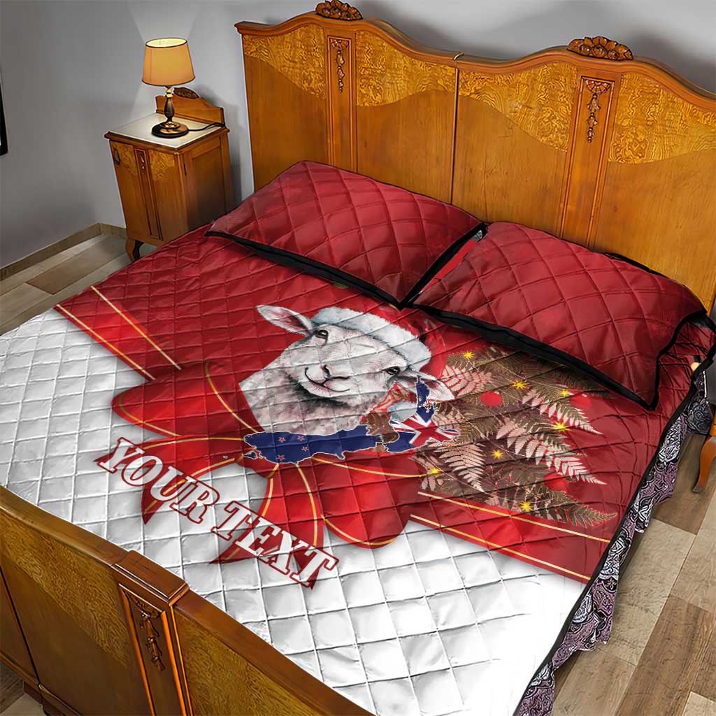 Personalized New Zealand Sheep Christmas Quilt Bed Set Hipi Meri Kirihimete Silver Fern Xmas Tree - Aussie Hoodie
