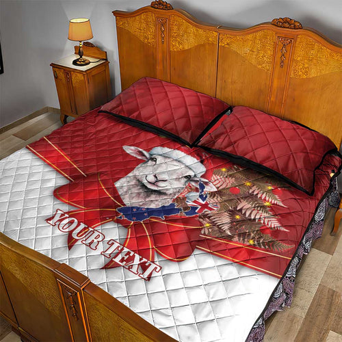 Personalized New Zealand Sheep Christmas Quilt Bed Set Hipi Meri Kirihimete Silver Fern Xmas Tree - Aussie Hoodie
