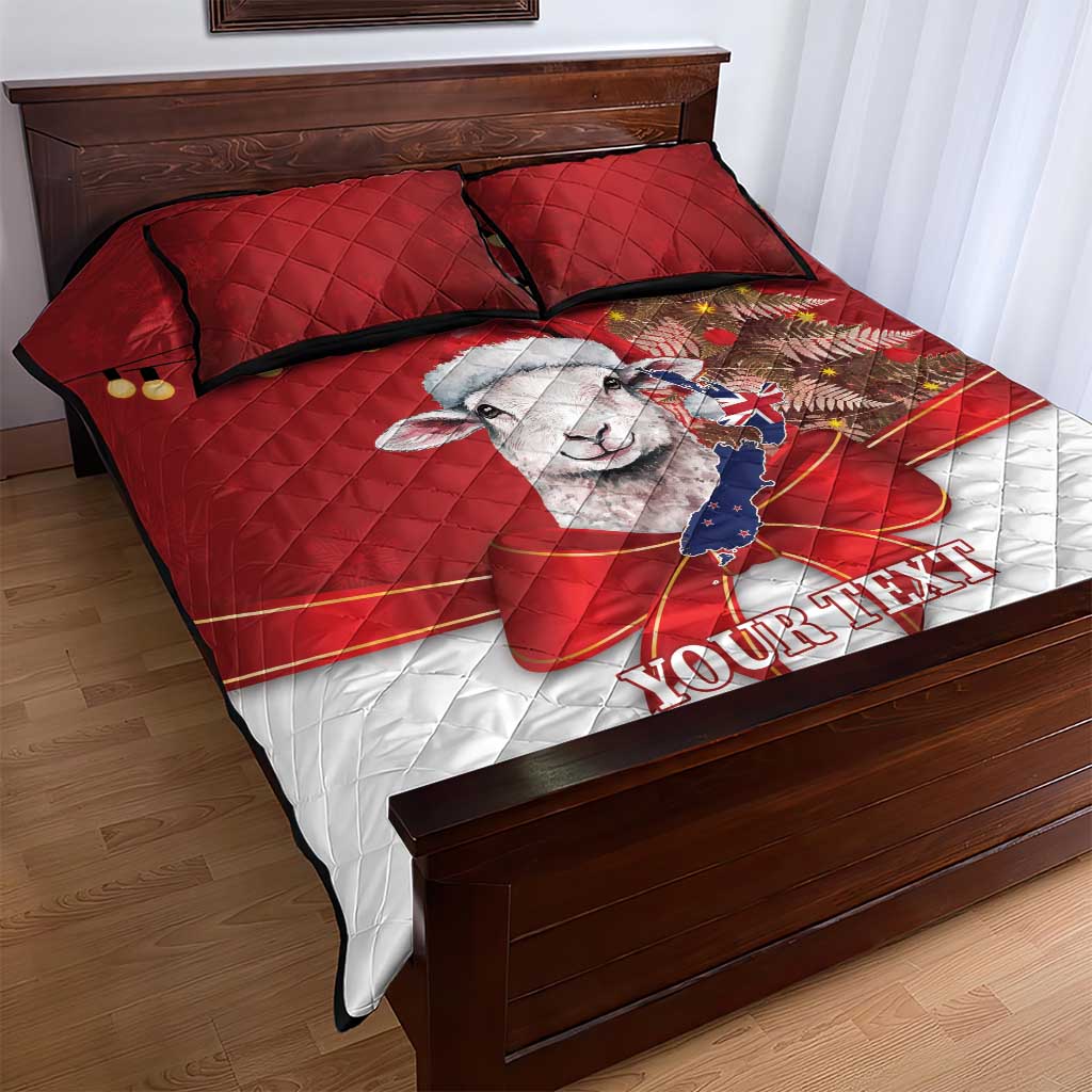 Personalized New Zealand Sheep Christmas Quilt Bed Set Hipi Meri Kirihimete Silver Fern Xmas Tree - Aussie Hoodie