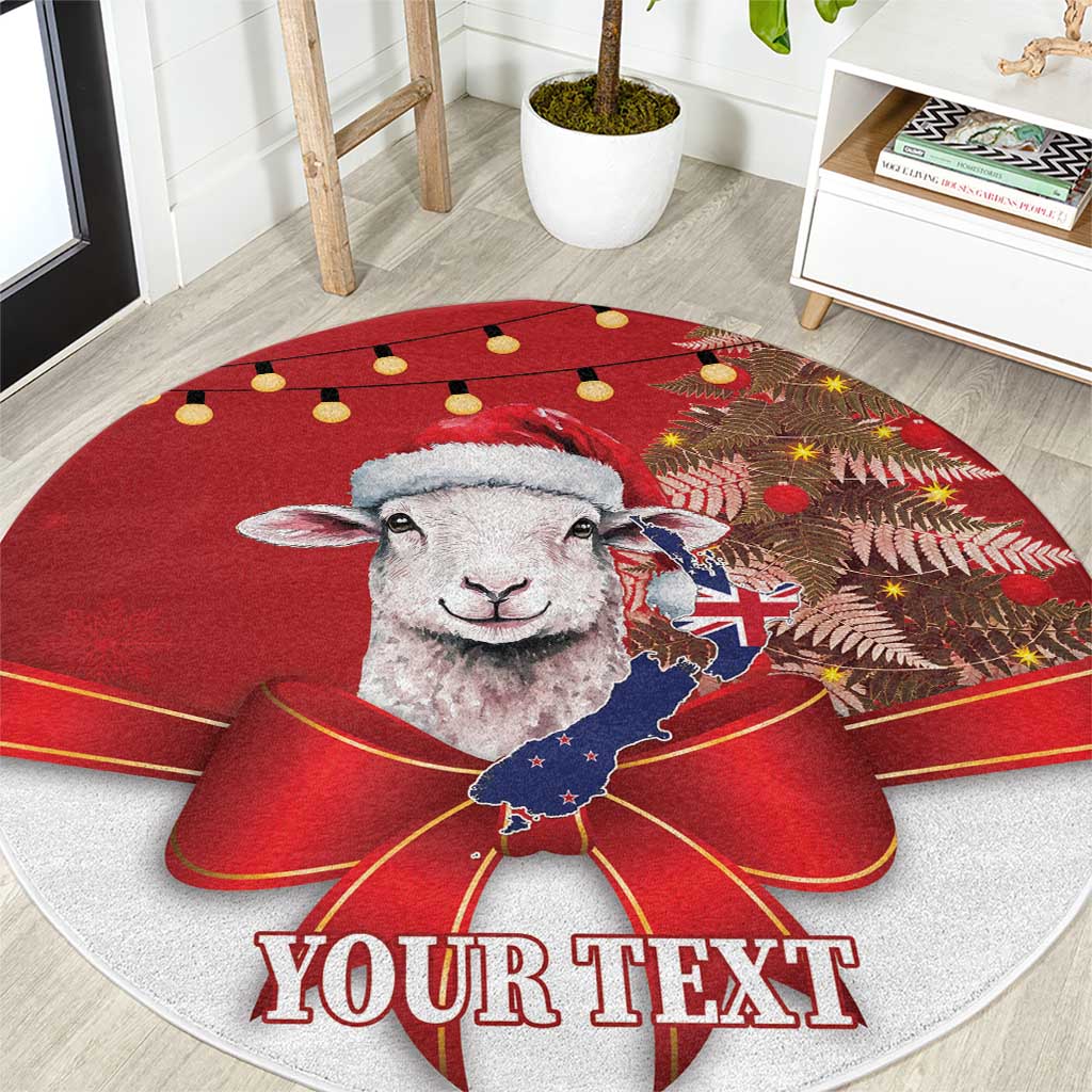 Personalized New Zealand Sheep Christmas Round Carpet Hipi Meri Kirihimete Silver Fern Xmas Tree - Aussie Hoodie