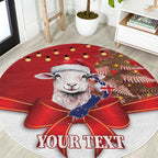 Personalized New Zealand Sheep Christmas Round Carpet Hipi Meri Kirihimete Silver Fern Xmas Tree - Aussie Hoodie