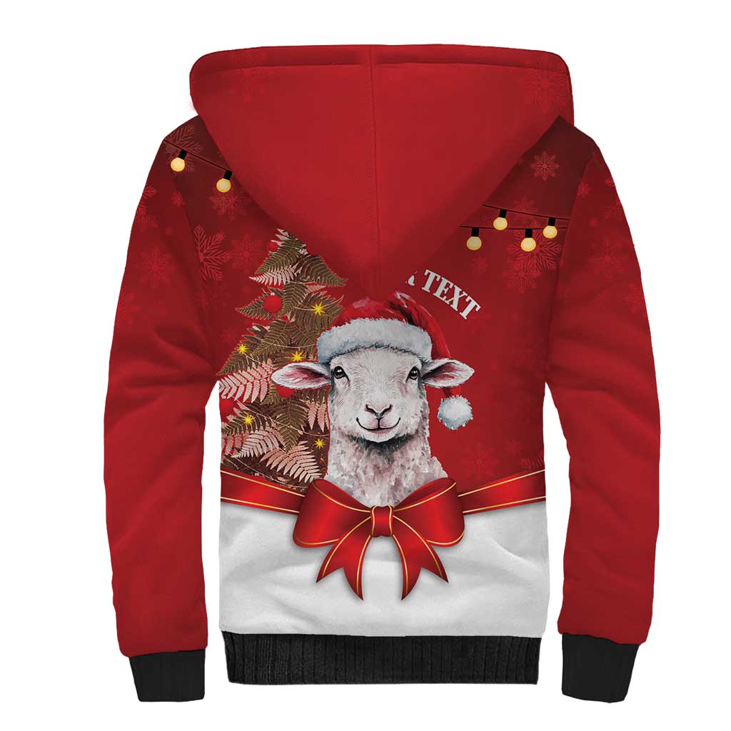 Personalized New Zealand Sheep Christmas Sherpa Hoodie Hipi Meri Kirihimete Silver Fern Xmas Tree - Aussie Hoodie