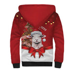 Personalized New Zealand Sheep Christmas Sherpa Hoodie Hipi Meri Kirihimete Silver Fern Xmas Tree - Aussie Hoodie