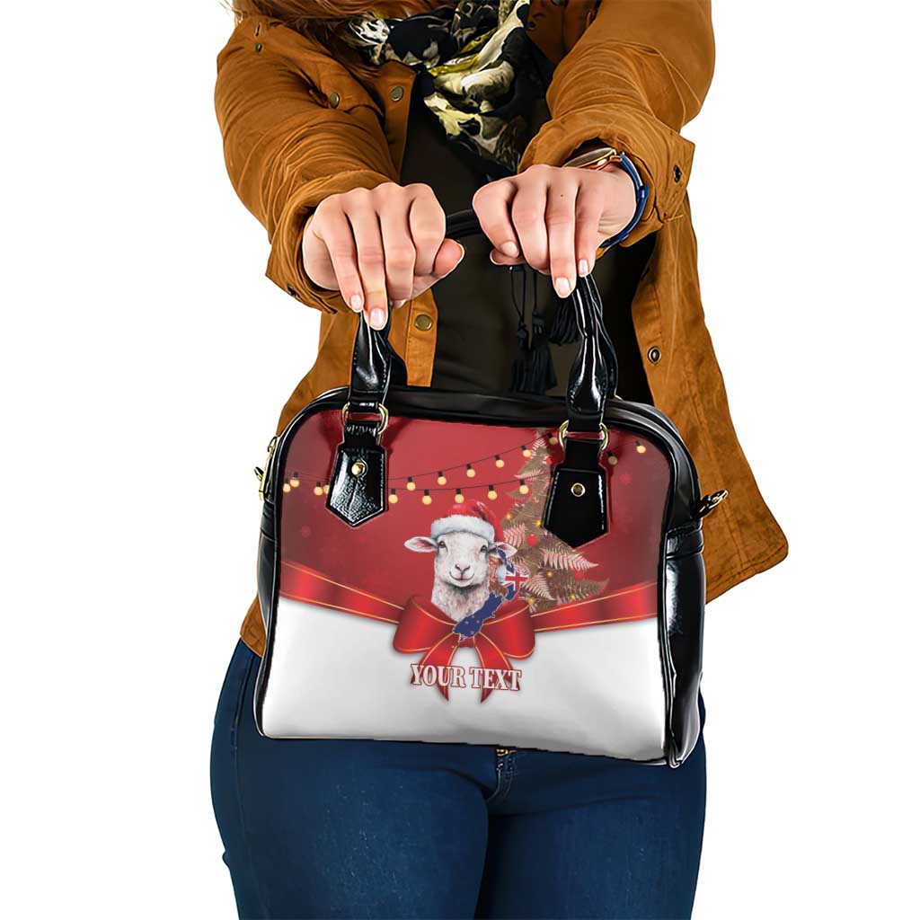 Personalized New Zealand Sheep Christmas Shoulder Handbag Hipi Meri Kirihimete Silver Fern Xmas Tree - Aussie Hoodie