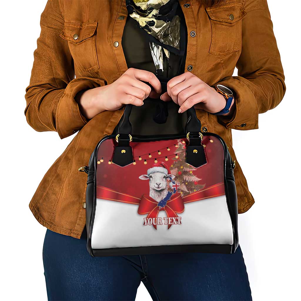 Personalized New Zealand Sheep Christmas Shoulder Handbag Hipi Meri Kirihimete Silver Fern Xmas Tree - Aussie Hoodie