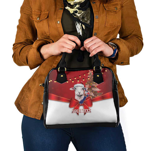 Personalized New Zealand Sheep Christmas Shoulder Handbag Hipi Meri Kirihimete Silver Fern Xmas Tree - Aussie Hoodie