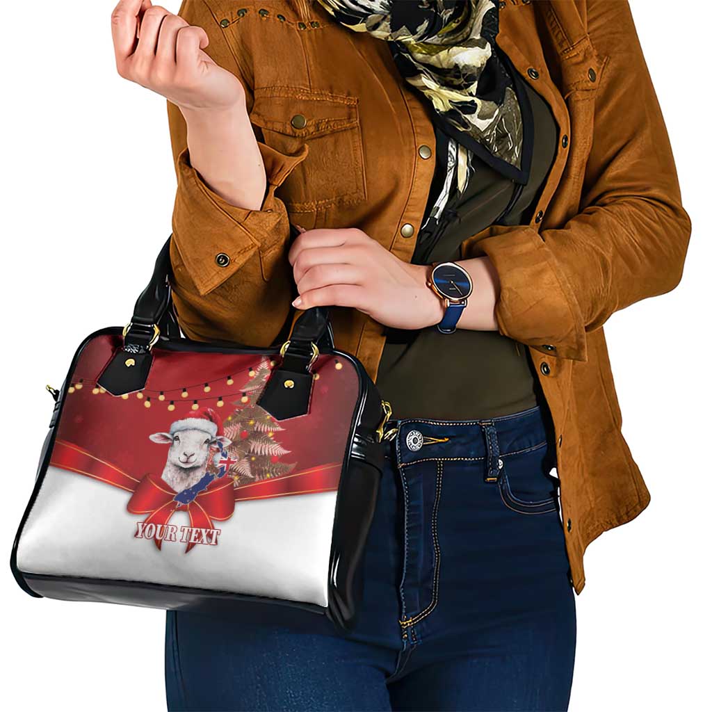 Personalized New Zealand Sheep Christmas Shoulder Handbag Hipi Meri Kirihimete Silver Fern Xmas Tree - Aussie Hoodie