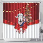 Personalized New Zealand Sheep Christmas Shower Curtain Hipi Meri Kirihimete Silver Fern Xmas Tree - Aussie Hoodie