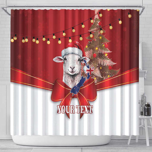 Personalized New Zealand Sheep Christmas Shower Curtain Hipi Meri Kirihimete Silver Fern Xmas Tree - Aussie Hoodie