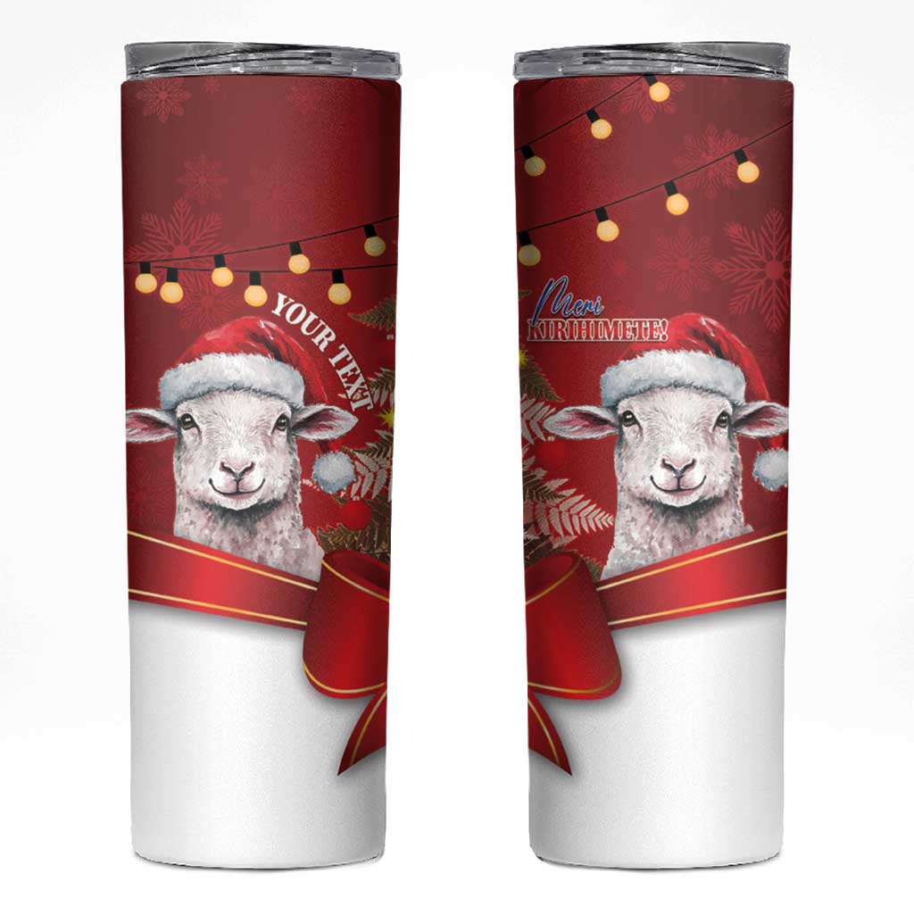 Personalized New Zealand Sheep Christmas Skinny Tumbler Hipi Meri Kirihimete Silver Fern Xmas Tree - Aussie Hoodie