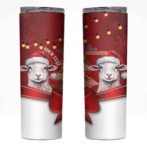 Personalized New Zealand Sheep Christmas Skinny Tumbler Hipi Meri Kirihimete Silver Fern Xmas Tree - Aussie Hoodie