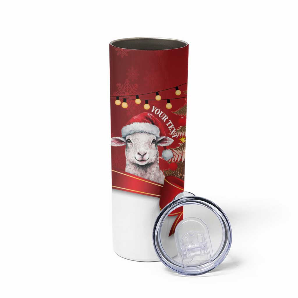Personalized New Zealand Sheep Christmas Skinny Tumbler Hipi Meri Kirihimete Silver Fern Xmas Tree - Aussie Hoodie