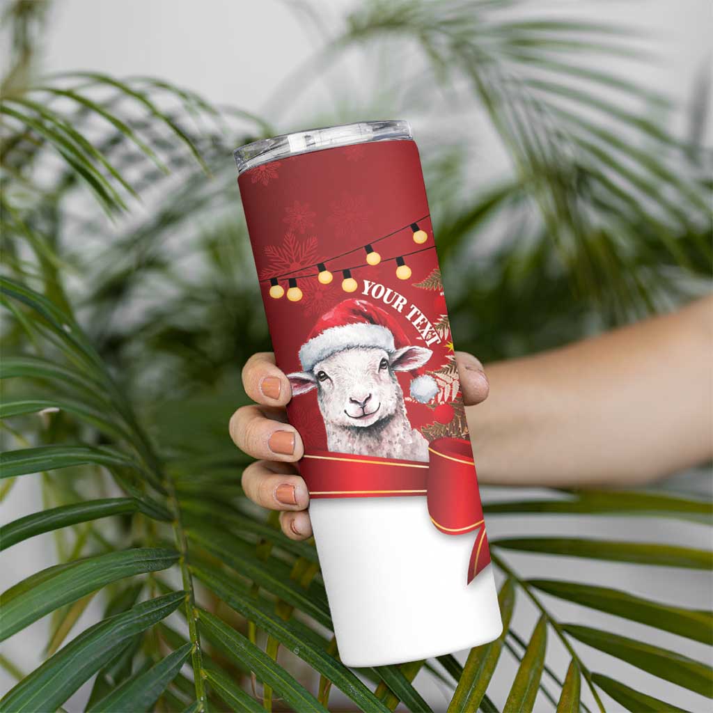 Personalized New Zealand Sheep Christmas Skinny Tumbler Hipi Meri Kirihimete Silver Fern Xmas Tree - Aussie Hoodie