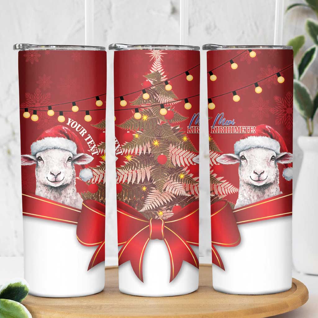 Personalized New Zealand Sheep Christmas Skinny Tumbler Hipi Meri Kirihimete Silver Fern Xmas Tree - Aussie Hoodie