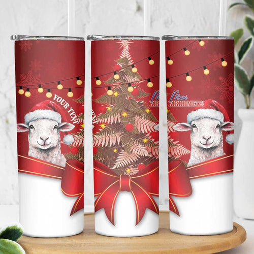 Personalized New Zealand Sheep Christmas Skinny Tumbler Hipi Meri Kirihimete Silver Fern Xmas Tree - Aussie Hoodie
