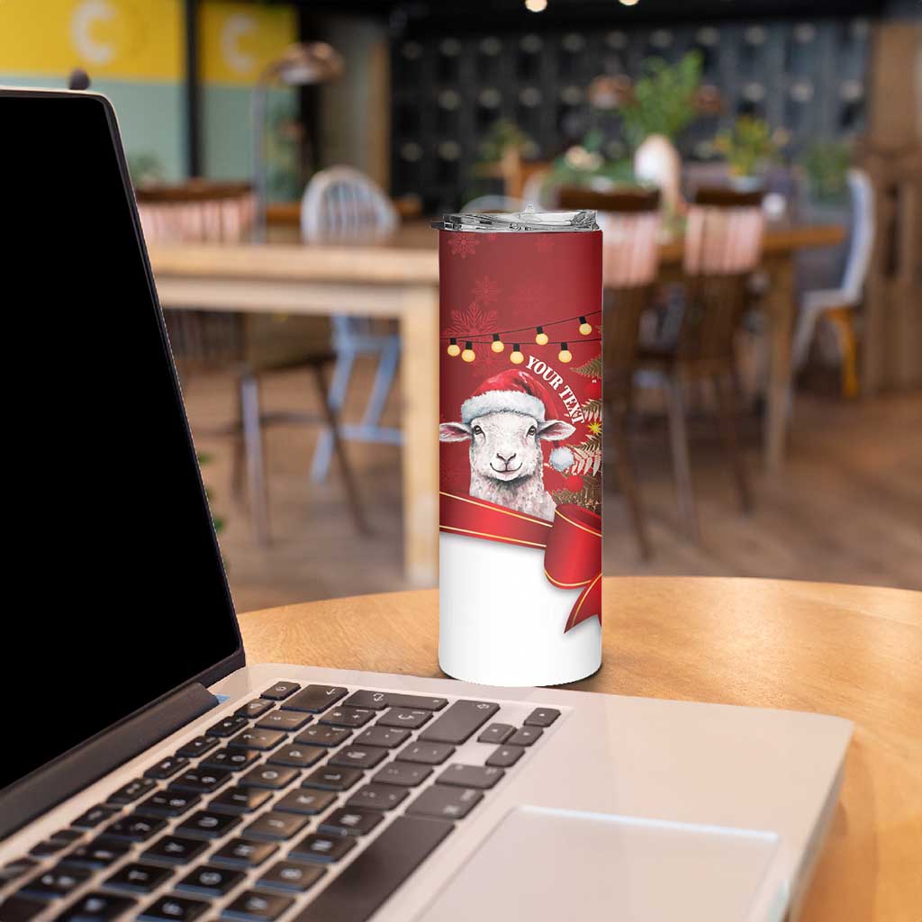 Personalized New Zealand Sheep Christmas Skinny Tumbler Hipi Meri Kirihimete Silver Fern Xmas Tree - Aussie Hoodie