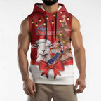 Personalized New Zealand Sheep Christmas Sleeveless Hoodie Hipi Meri Kirihimete Silver Fern Xmas Tree - Aussie Hoodie