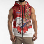 Personalized New Zealand Sheep Christmas Sleeveless Zip Hoodie Hipi Meri Kirihimete Silver Fern Xmas Tree LT14