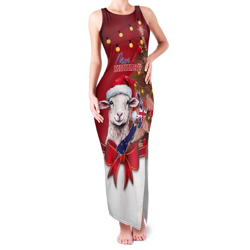 Personalized New Zealand Sheep Christmas Tank Maxi Dress Hipi Meri Kirihimete Silver Fern Xmas Tree - Aussie Hoodie