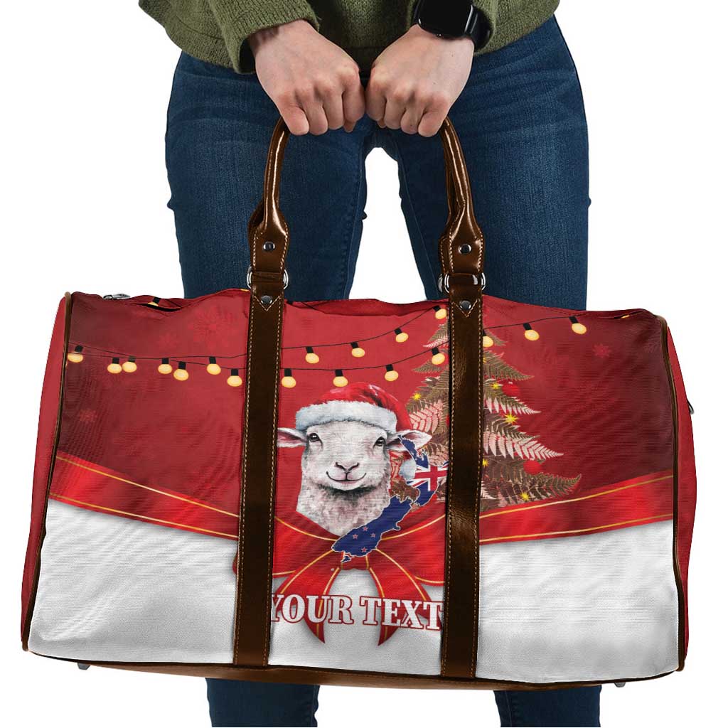 Personalized New Zealand Sheep Christmas Travel Bag Hipi Meri Kirihimete Silver Fern Xmas Tree - Aussie Hoodie