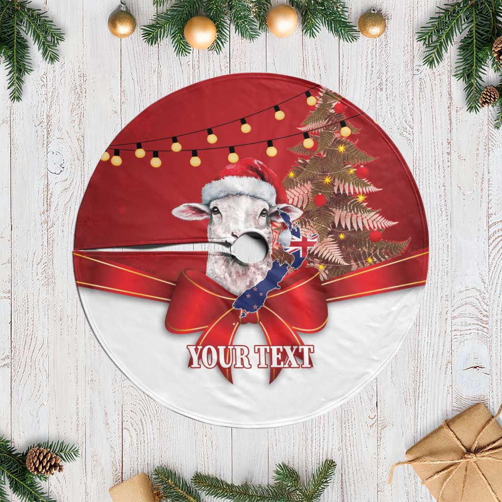Personalized New Zealand Sheep Christmas Tree Skirt Hipi Meri Kirihimete Silver Fern Xmas Tree - Aussie Hoodie