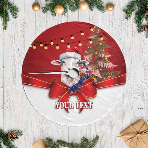 Personalized New Zealand Sheep Christmas Tree Skirt Hipi Meri Kirihimete Silver Fern Xmas Tree - Aussie Hoodie