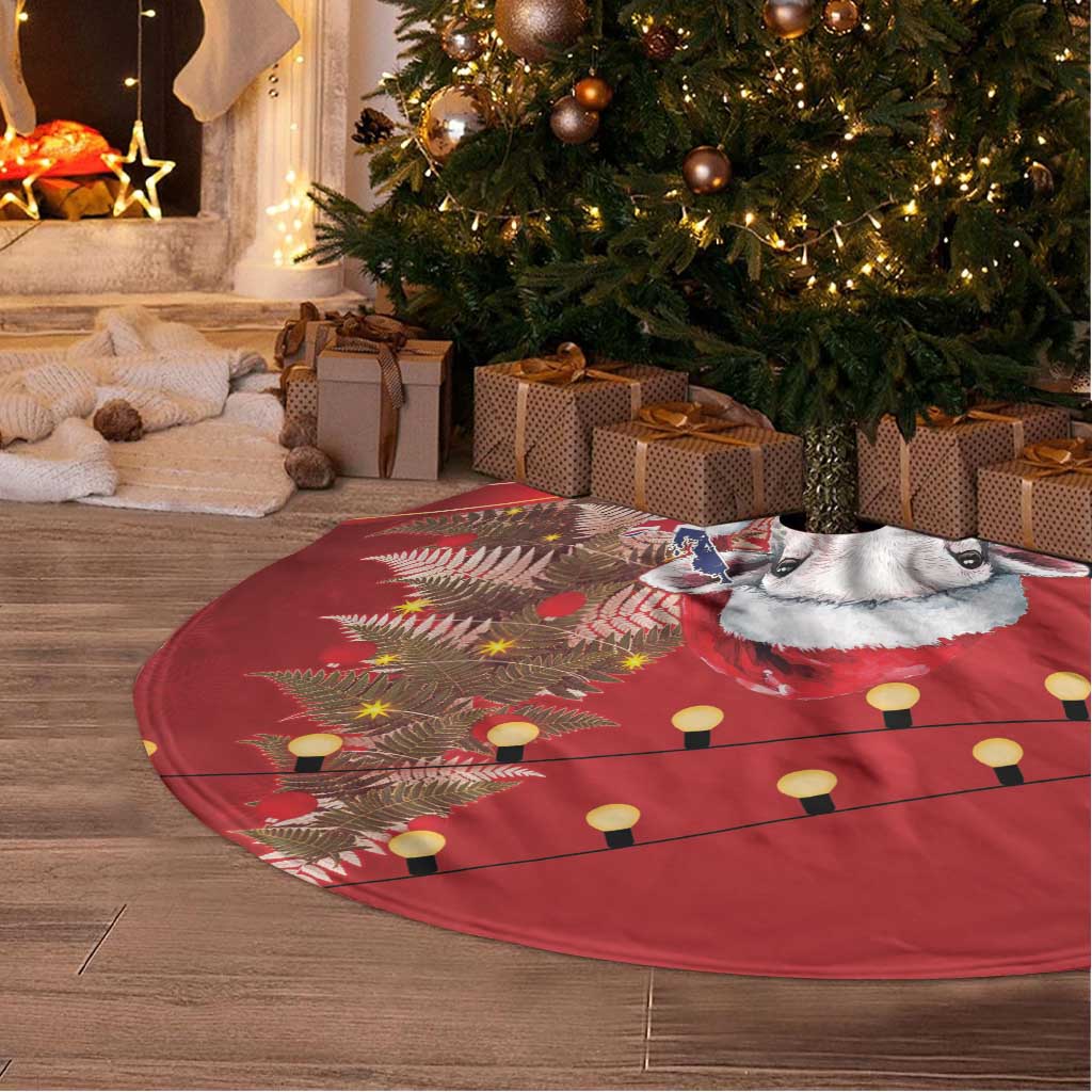 Personalized New Zealand Sheep Christmas Tree Skirt Hipi Meri Kirihimete Silver Fern Xmas Tree - Aussie Hoodie