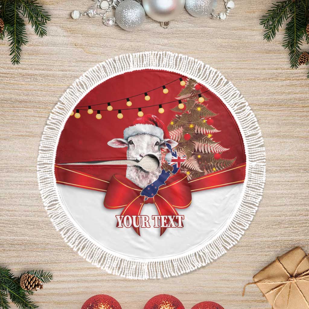 Personalized New Zealand Sheep Christmas Tree Skirt Hipi Meri Kirihimete Silver Fern Xmas Tree - Aussie Hoodie