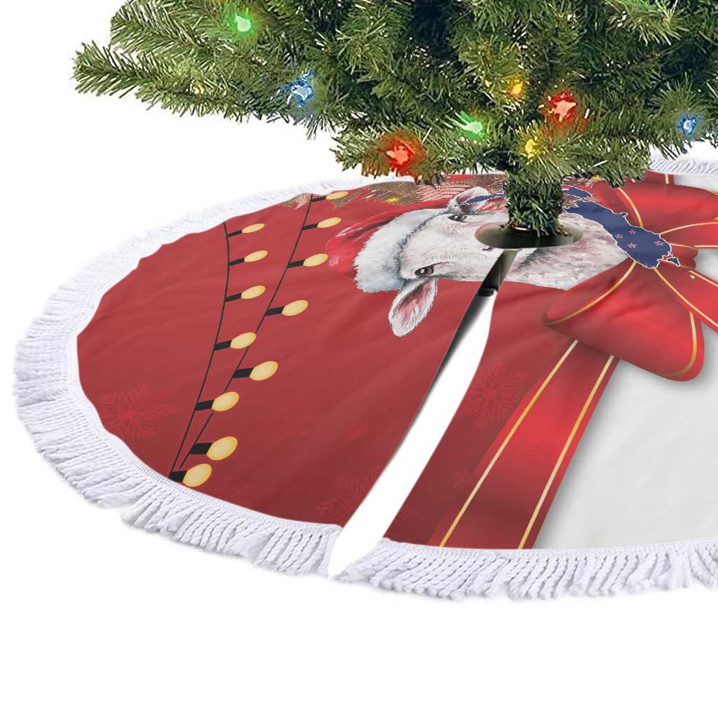 Personalized New Zealand Sheep Christmas Tree Skirt Hipi Meri Kirihimete Silver Fern Xmas Tree - Aussie Hoodie