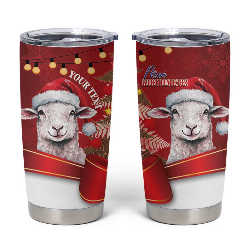 Personalized New Zealand Sheep Christmas Tumbler Cup Hipi Meri Kirihimete Silver Fern Xmas Tree - Aussie Hoodie