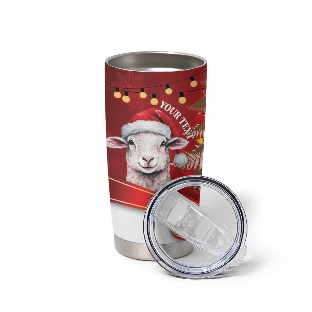 Personalized New Zealand Sheep Christmas Tumbler Cup Hipi Meri Kirihimete Silver Fern Xmas Tree - Aussie Hoodie
