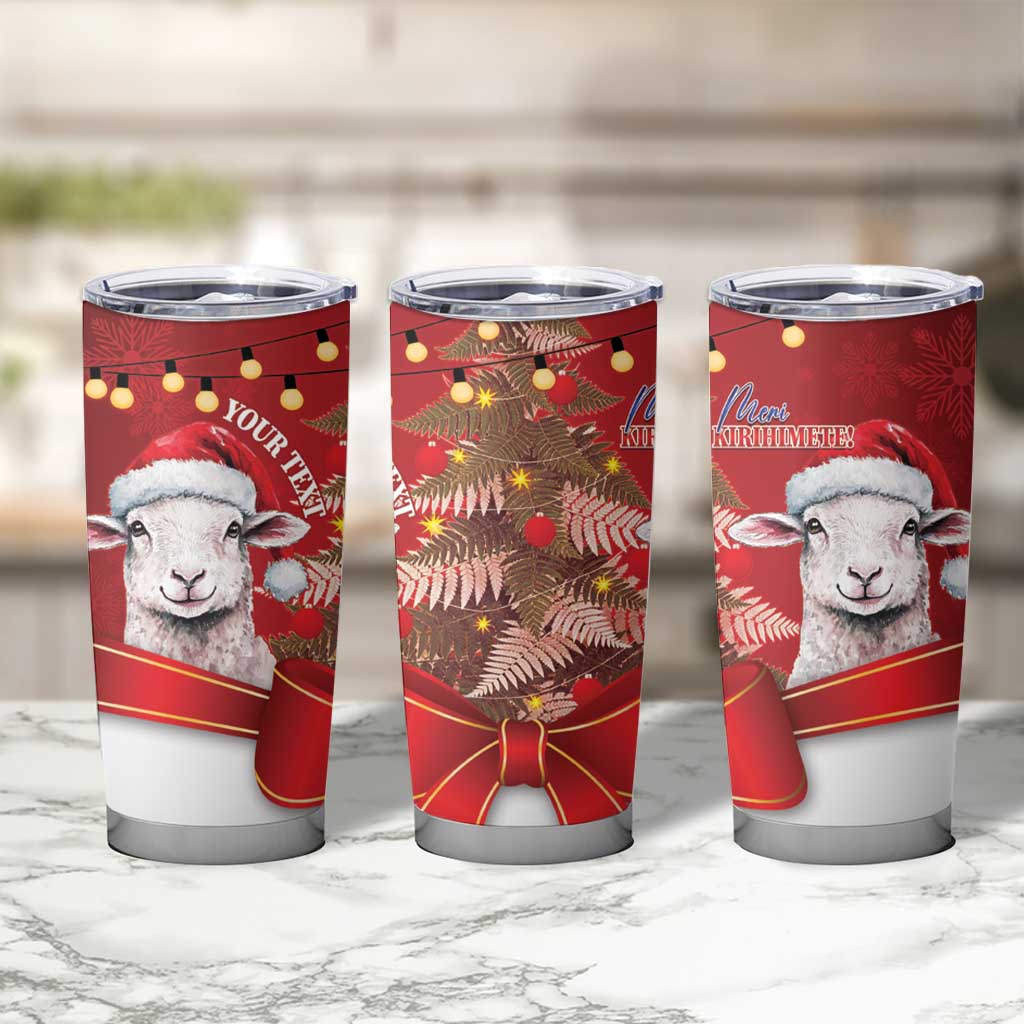 Personalized New Zealand Sheep Christmas Tumbler Cup Hipi Meri Kirihimete Silver Fern Xmas Tree - Aussie Hoodie