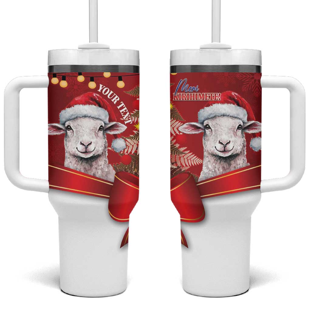 Personalized New Zealand Sheep Christmas Tumbler With Handle Hipi Meri Kirihimete Silver Fern Xmas Tree - Aussie Hoodie