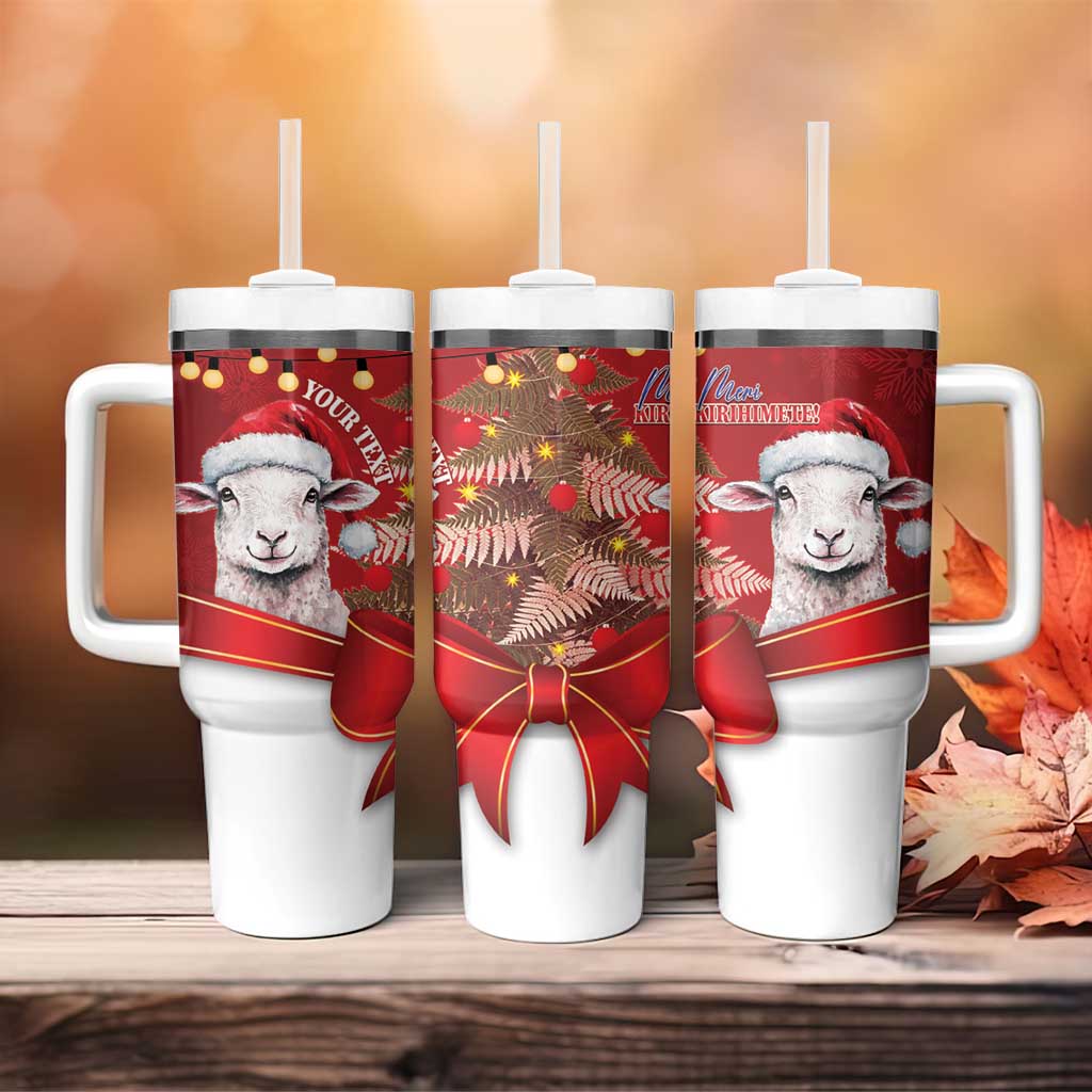 Personalized New Zealand Sheep Christmas Tumbler With Handle Hipi Meri Kirihimete Silver Fern Xmas Tree - Aussie Hoodie