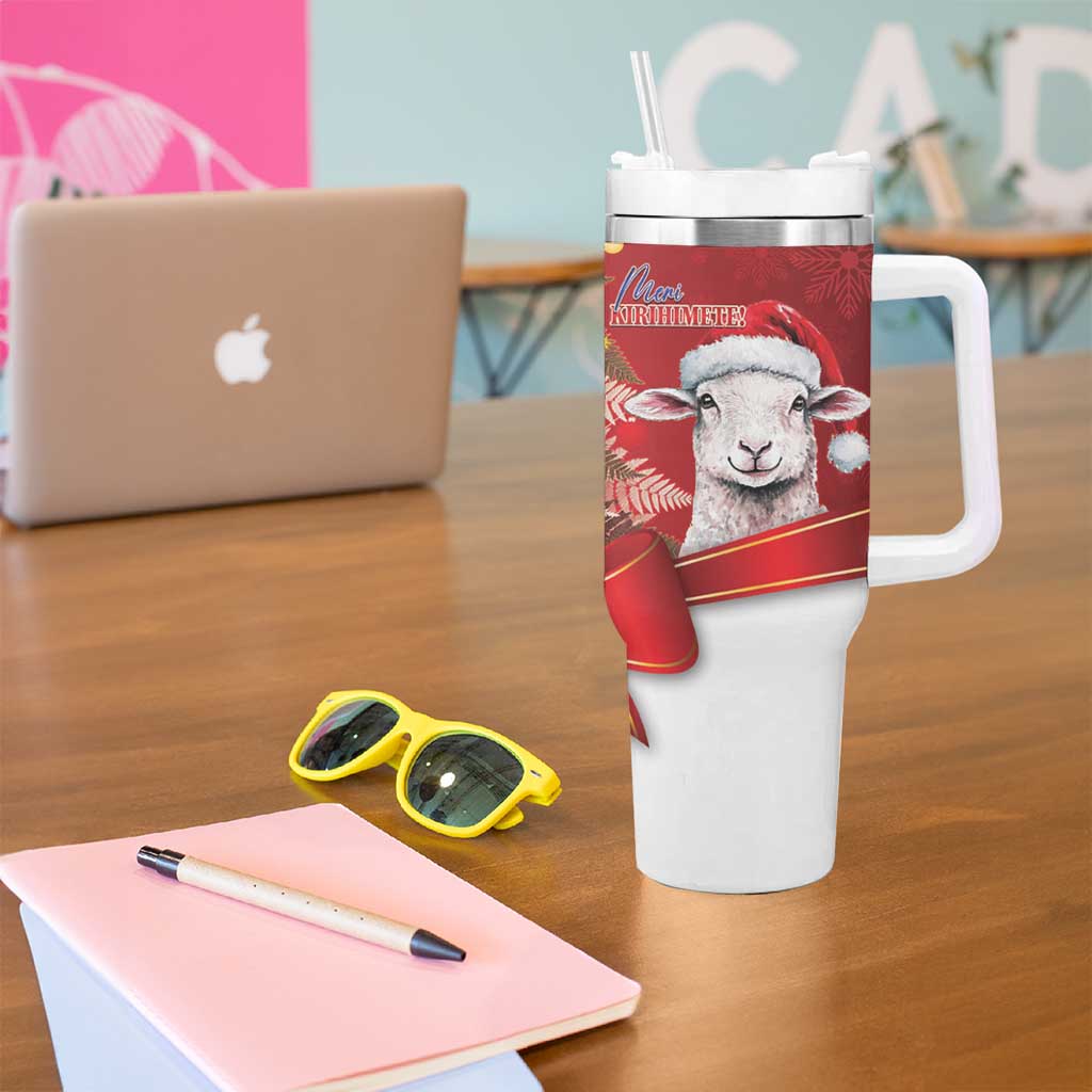 Personalized New Zealand Sheep Christmas Tumbler With Handle Hipi Meri Kirihimete Silver Fern Xmas Tree - Aussie Hoodie