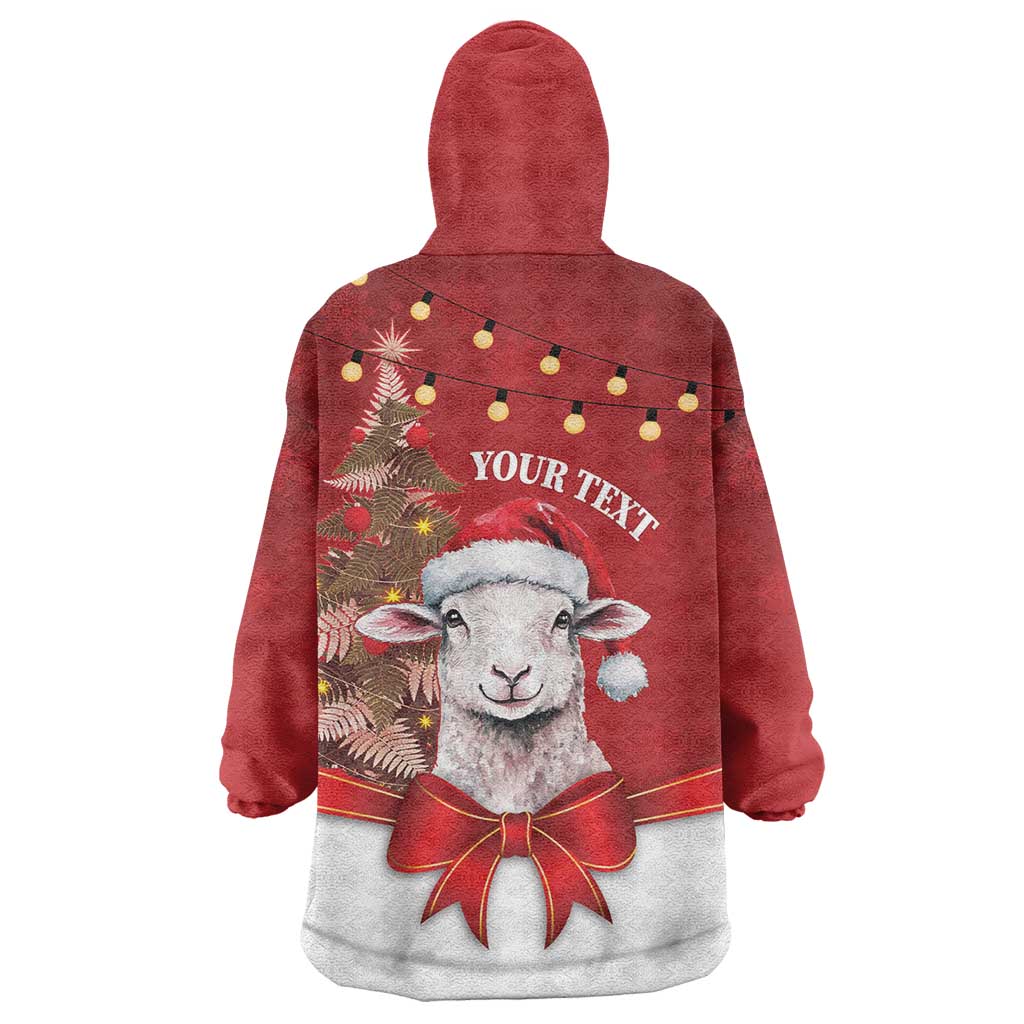 Personalized New Zealand Sheep Christmas Wearable Blanket Hoodie Hipi Meri Kirihimete Silver Fern Xmas Tree - Aussie Hoodie