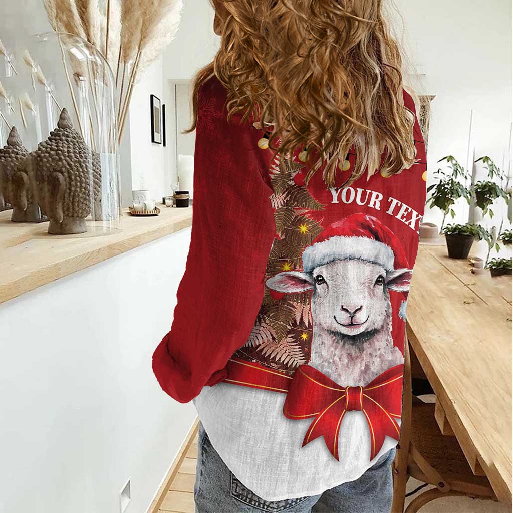 Personalized New Zealand Sheep Christmas Women Casual Shirt Hipi Meri Kirihimete Silver Fern Xmas Tree - Aussie Hoodie