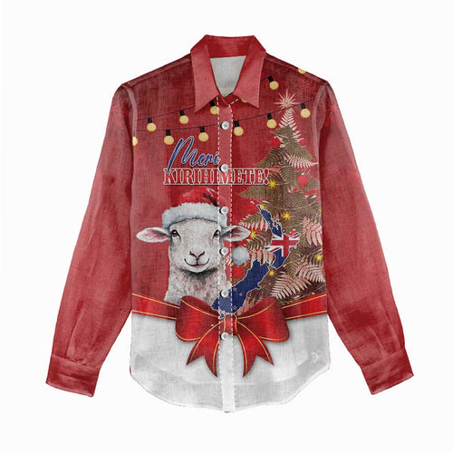 Personalized New Zealand Sheep Christmas Women Casual Shirt Hipi Meri Kirihimete Silver Fern Xmas Tree - Aussie Hoodie