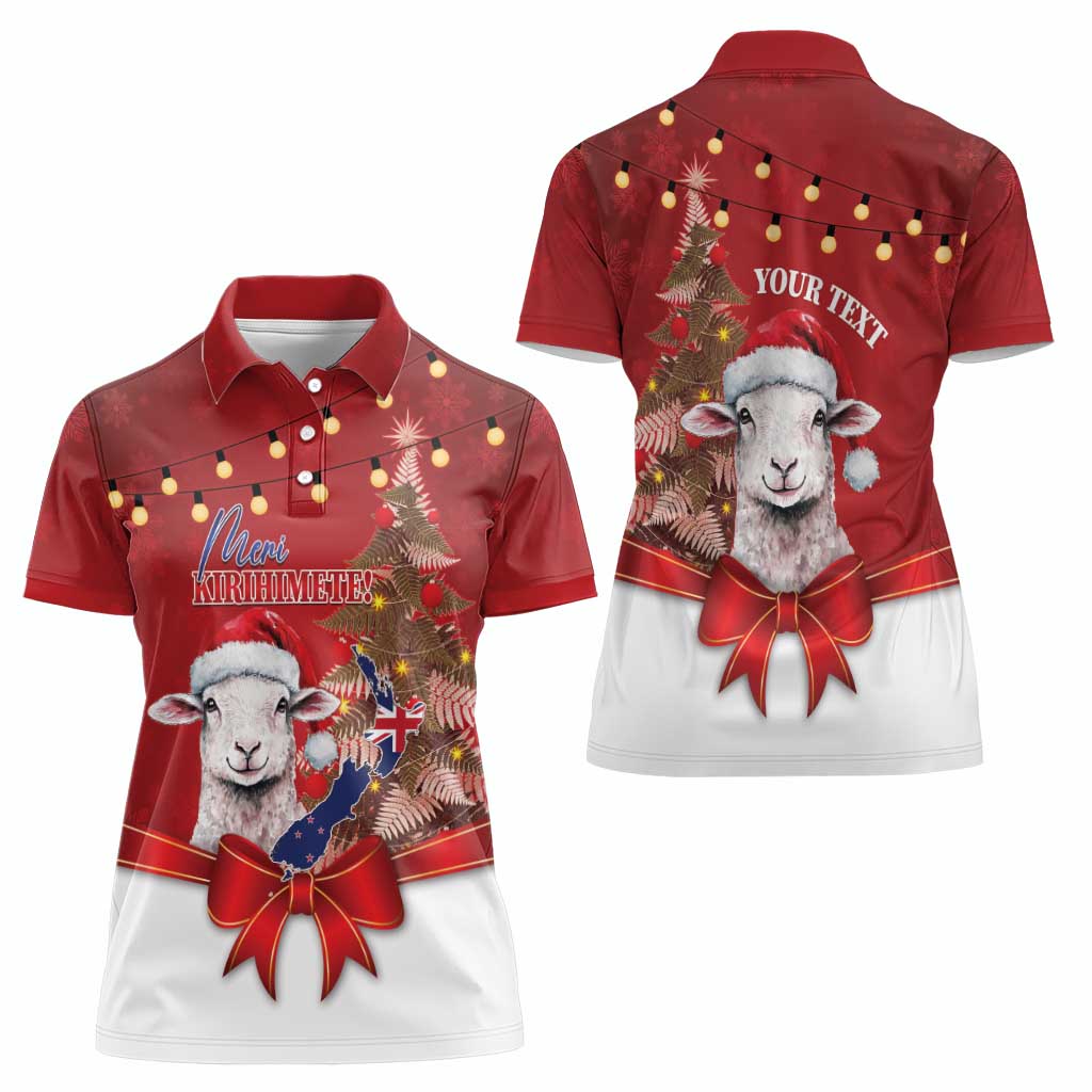 Personalized New Zealand Sheep Christmas Women Polo Shirt Hipi Meri Kirihimete Silver Fern Xmas Tree - Aussie Hoodie