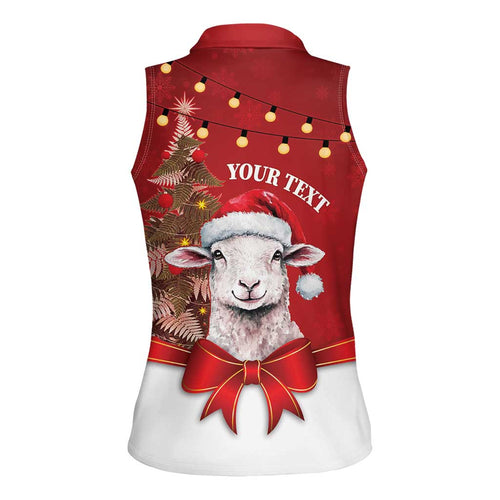 Personalized New Zealand Sheep Christmas Women Sleeveless Polo Shirt Hipi Meri Kirihimete Silver Fern Xmas Tree - Aussie Hoodie