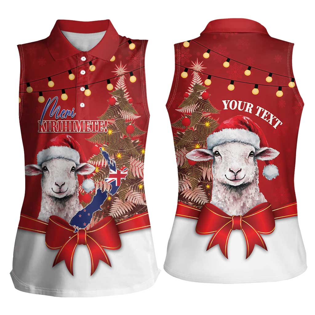 Personalized New Zealand Sheep Christmas Women Sleeveless Polo Shirt Hipi Meri Kirihimete Silver Fern Xmas Tree - Aussie Hoodie
