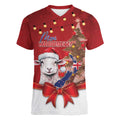 Personalized New Zealand Sheep Christmas Women V-Neck T-Shirt Hipi Meri Kirihimete Silver Fern Xmas Tree - Aussie Hoodie