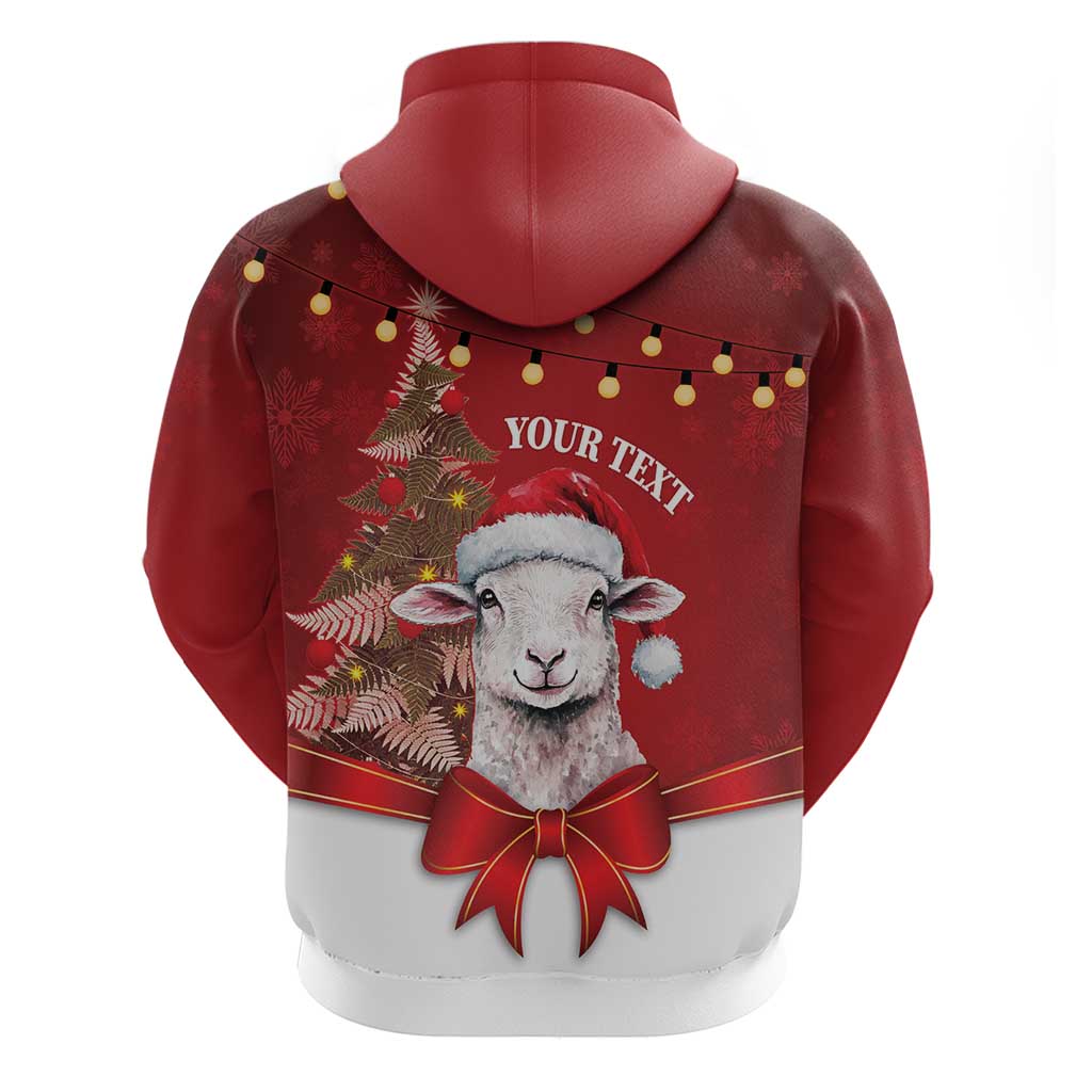 Personalized New Zealand Sheep Christmas Zip Hoodie Hipi Meri Kirihimete Silver Fern Xmas Tree - Aussie Hoodie