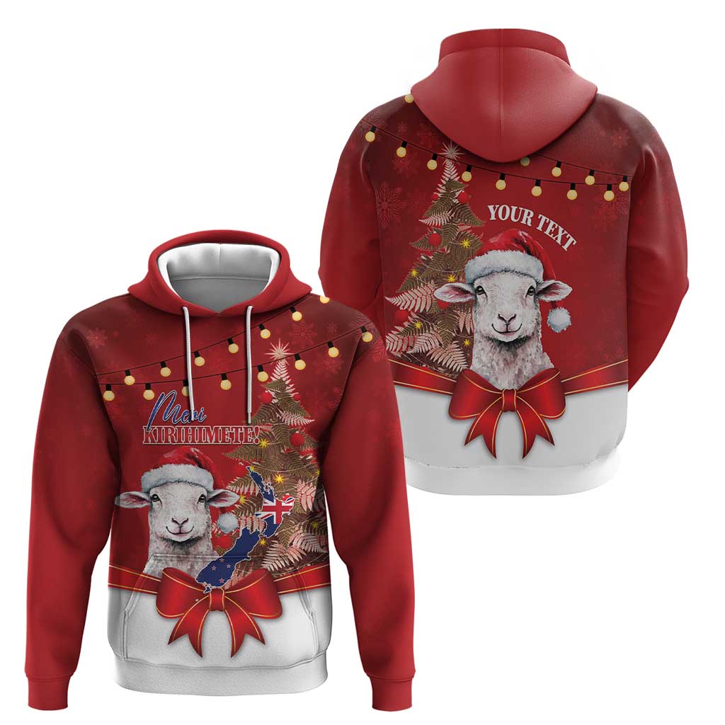 Personalized New Zealand Sheep Christmas Zip Hoodie Hipi Meri Kirihimete Silver Fern Xmas Tree - Aussie Hoodie