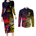 custom-demons-and-tigers-football-couples-matching-long-sleeve-bodycon-dress-and-long-sleeve-button-shirts-2023-together-indigenous-art