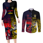 custom-demons-and-tigers-football-couples-matching-long-sleeve-bodycon-dress-and-long-sleeve-button-shirts-2023-together-indigenous-art